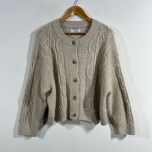 Old Navy Sweaters - Old Navy Fisherman Cable Knit Preppy Cardigan Sweater Cottagecore Womens XXL